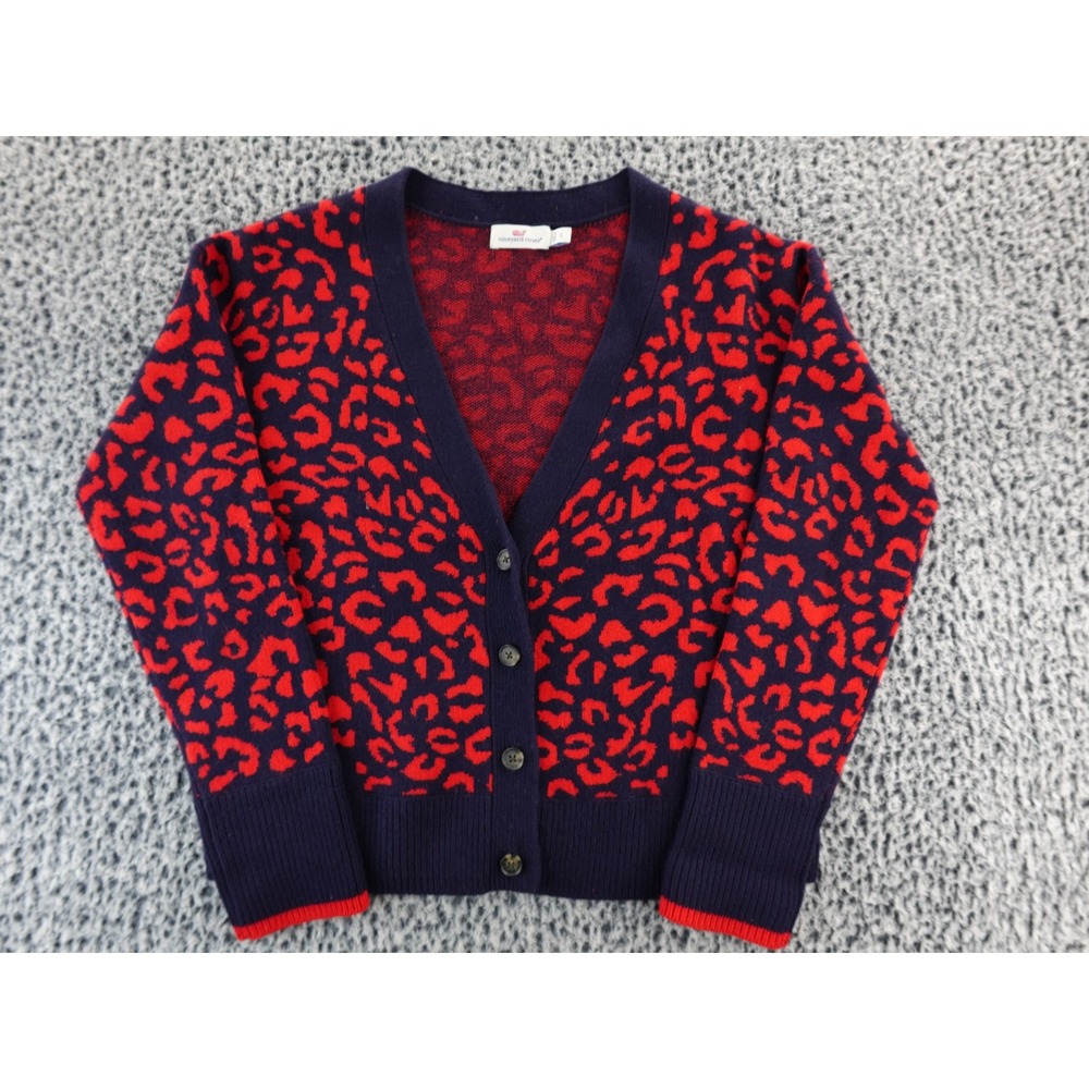 Vineyard Vines Women's Leopard Print Cardigan Sweater Size Small